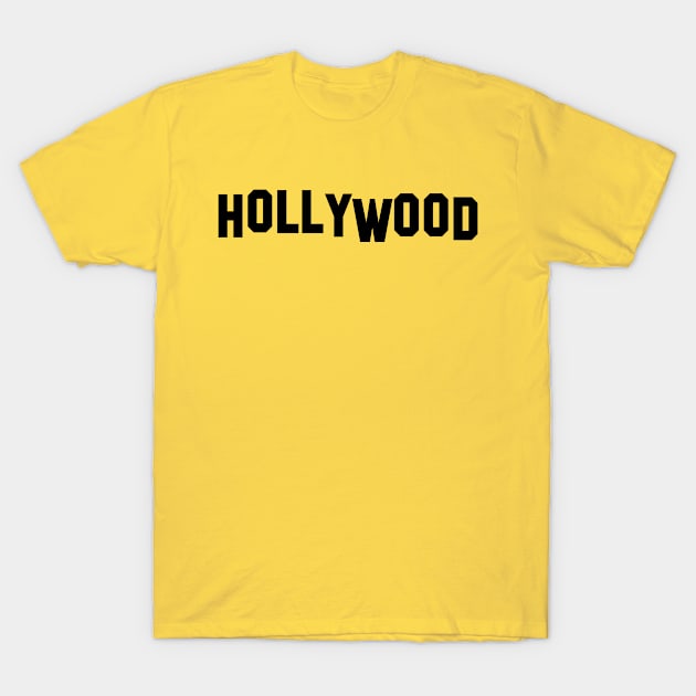 Hollywood Sign Black T-Shirt by CharlieCreator